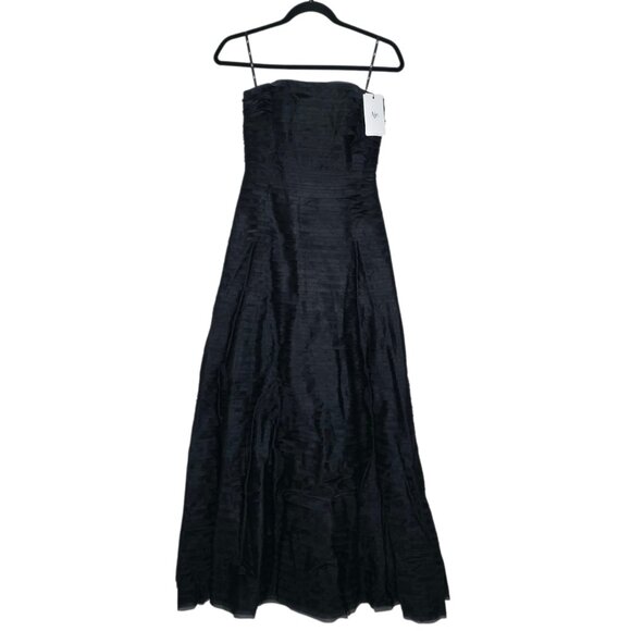 Aje Soundscape Black Strapless Ruffle Tiered Maxi Dress Size US 2 AU 6 - Picture 4 of 13